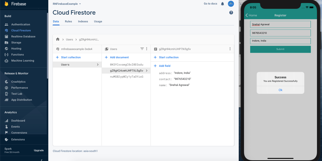 Integration of Firebase Cloud Firestore Database with