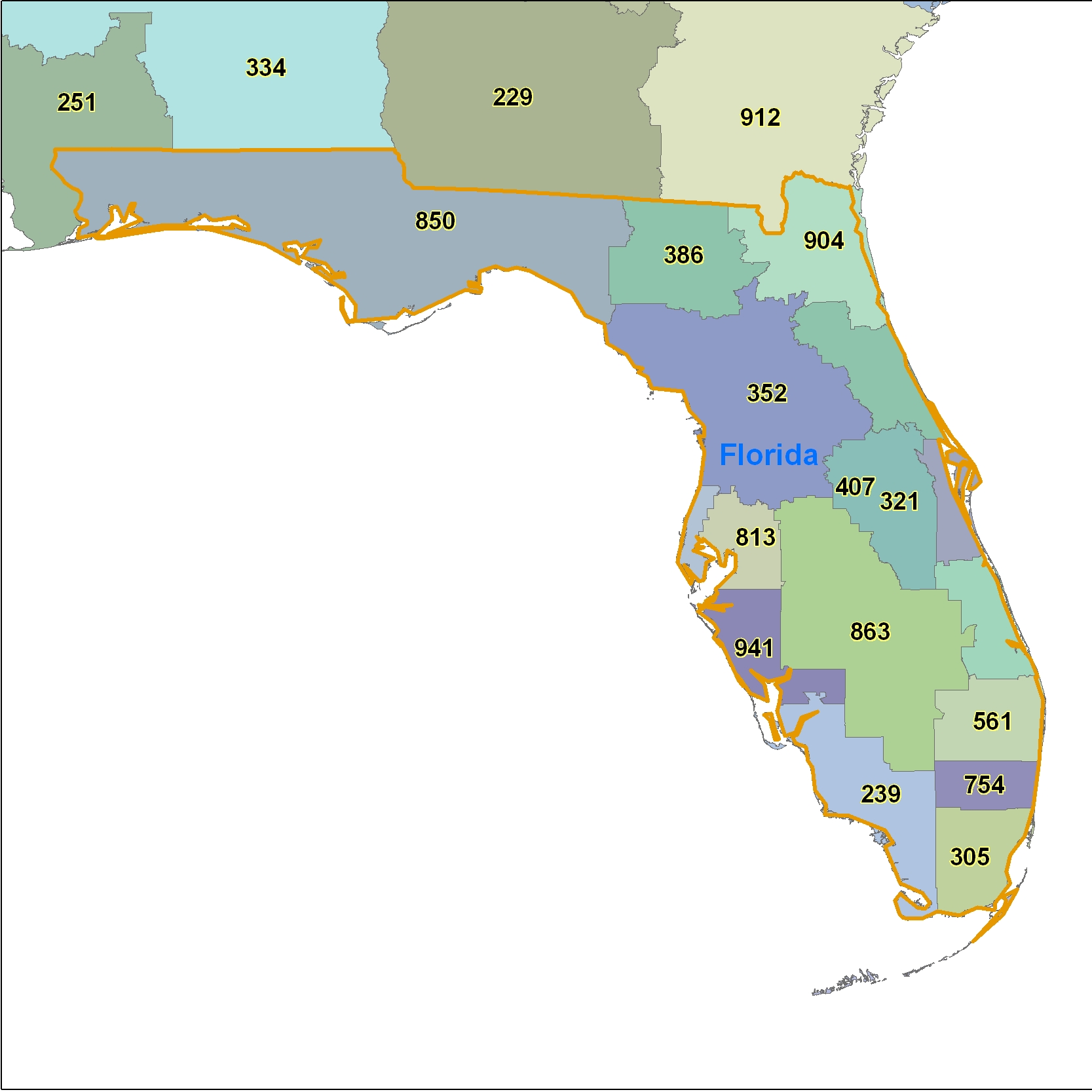 Florida Area Code Map My blog