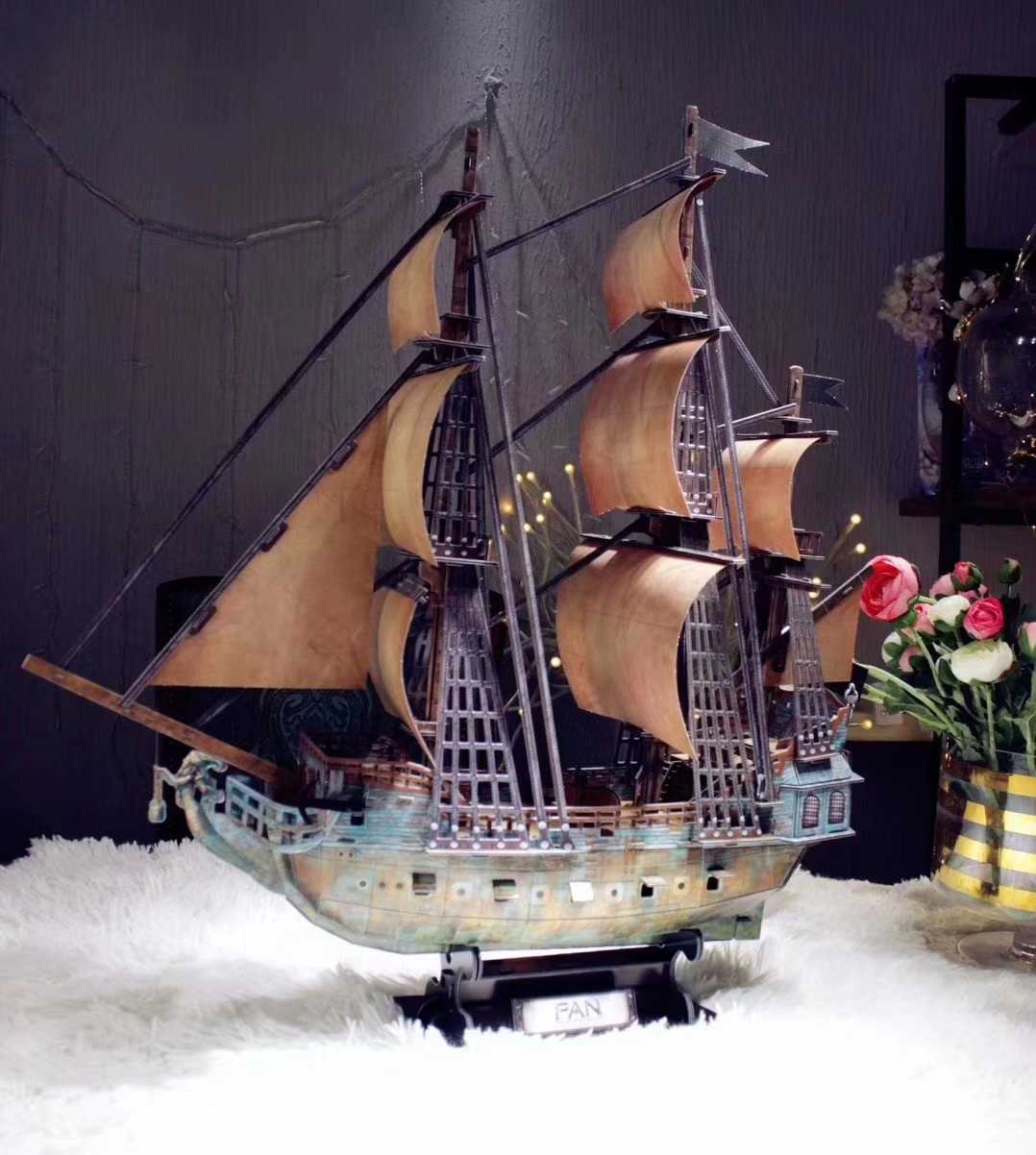 Walt Disney 3D Sailboat Paper Puzzle Peter Pan Jolly Roger Ship Paper