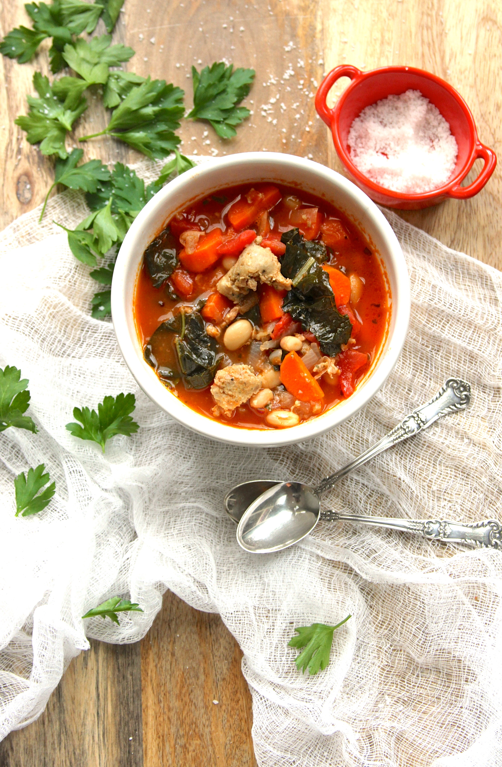 Sausage, Kale + White Bean Soup