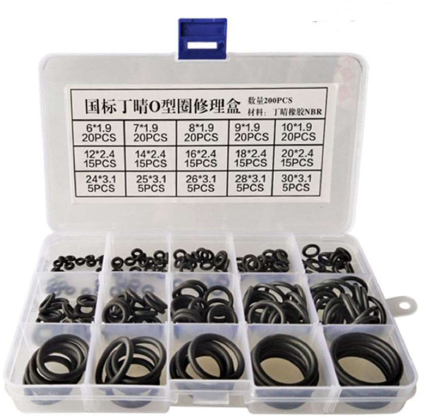 ORKIT200 Assortment kit 200 pcs Black Rubber O Ring Gaskets 18 Sizes