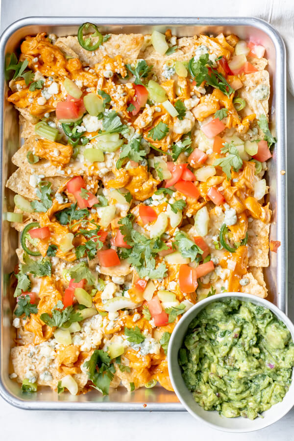 Healthier Buffalo Chicken Sheet Pan Nachos Abra's Kitchen