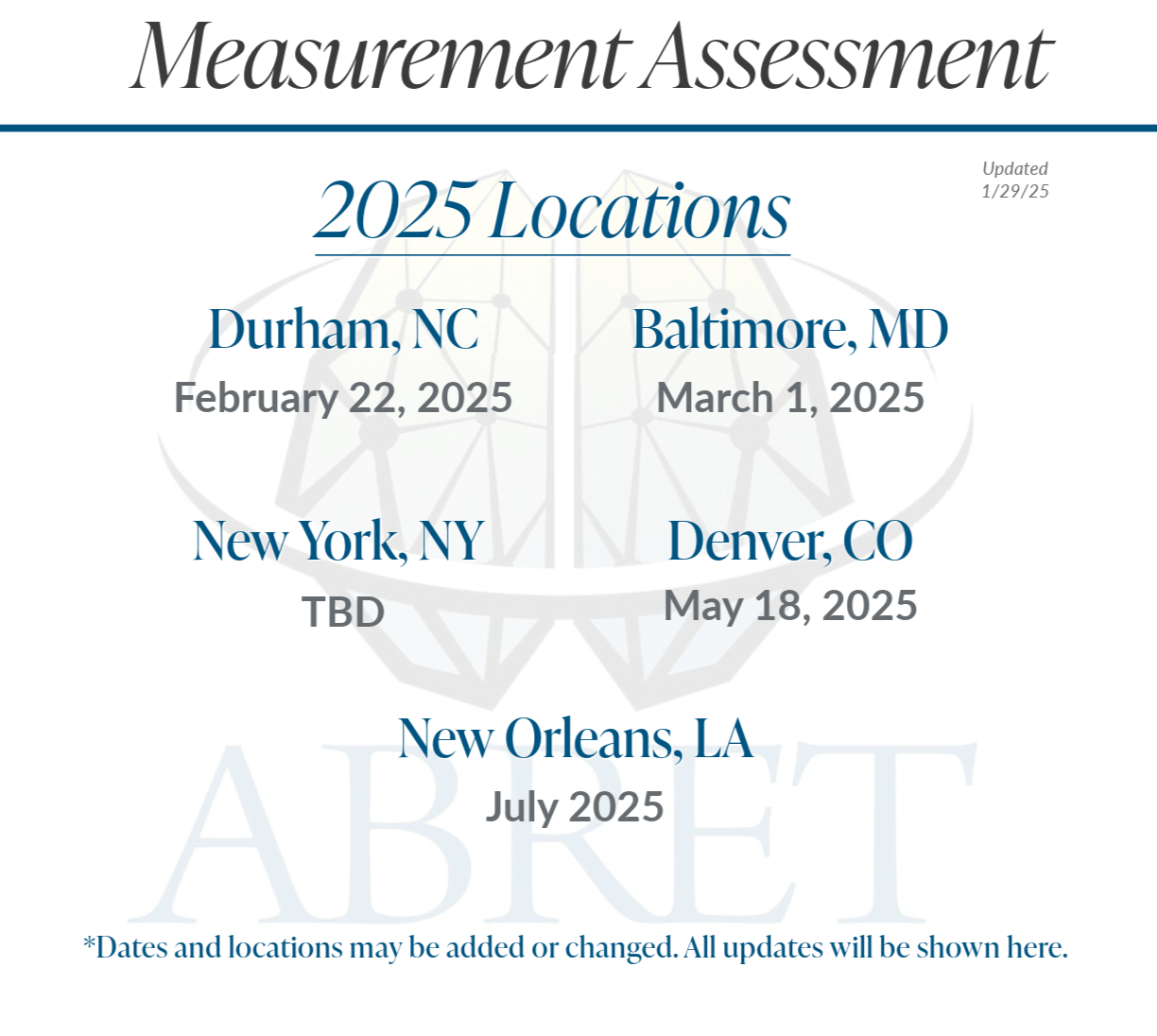 ABRET Measurement Assessment