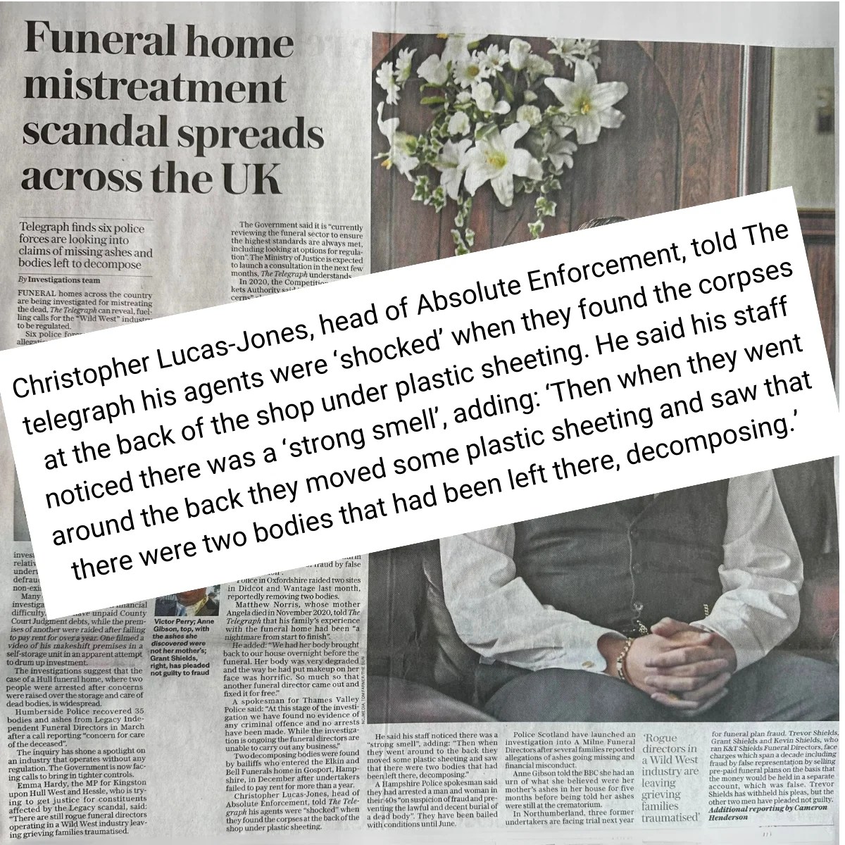 Funeral Homes Hit the Headline (Again) Absolute Enforcement