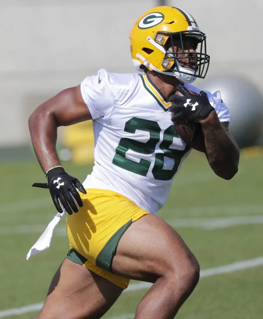 AJ Dillon Contract, College, Salary, Jersey, 40 Time, Draft, Combine