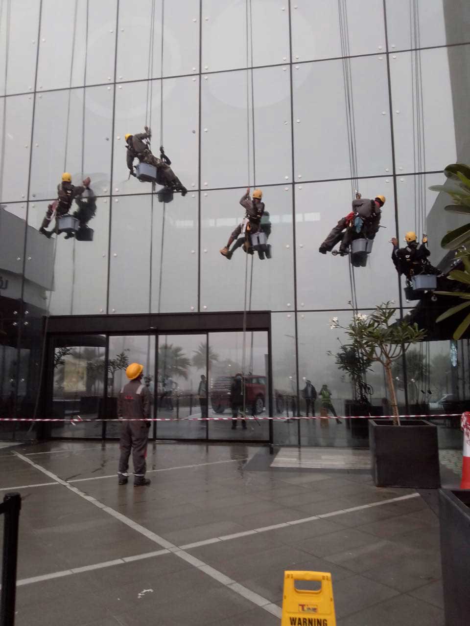Façade & Glass cleaning by rope access Zero 6 mall Abu Hail