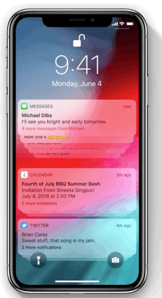 iOS 12 Grouped Notifications