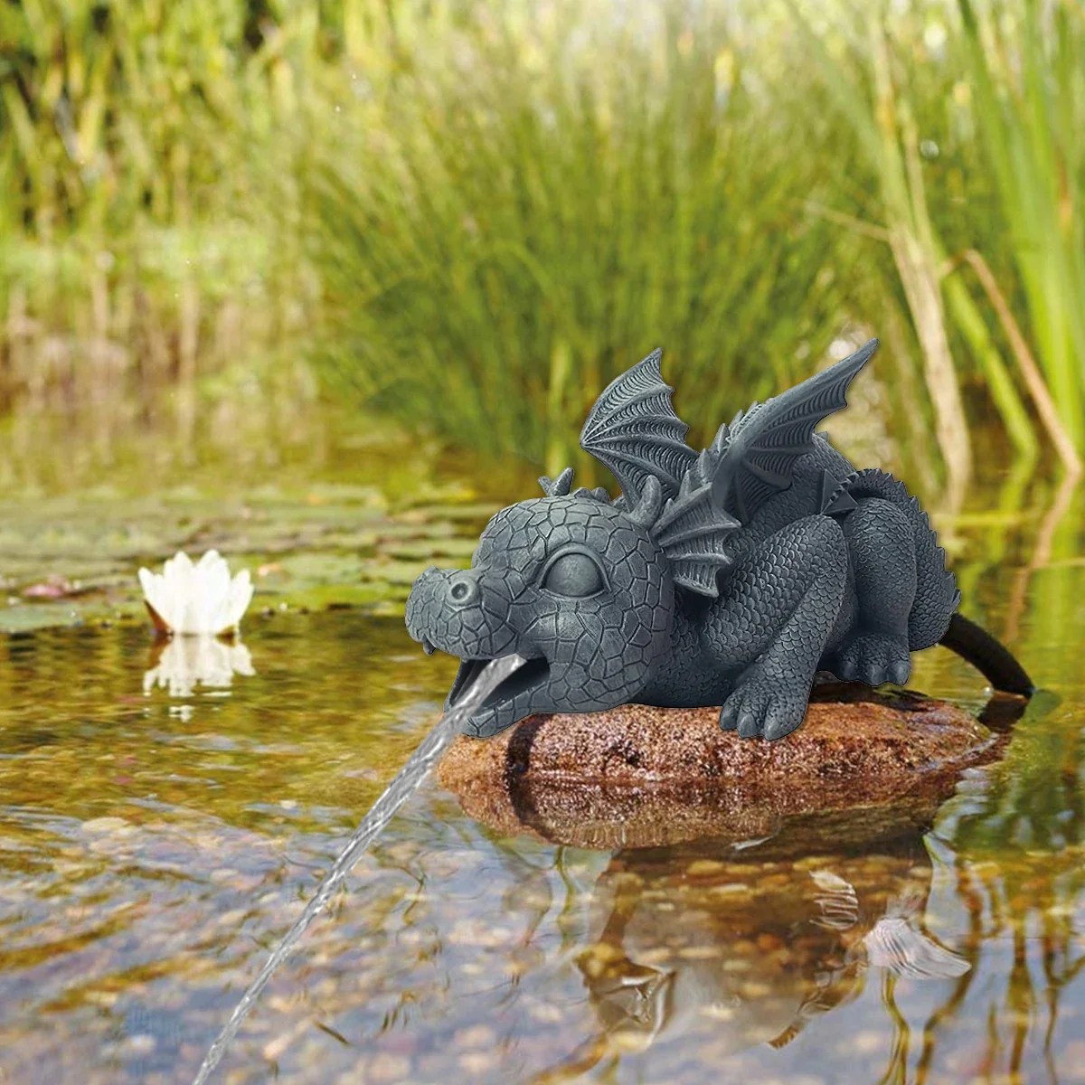 Fountain Dragon Statue Resin Spouting Water Dragon Sculpture Weatherpr