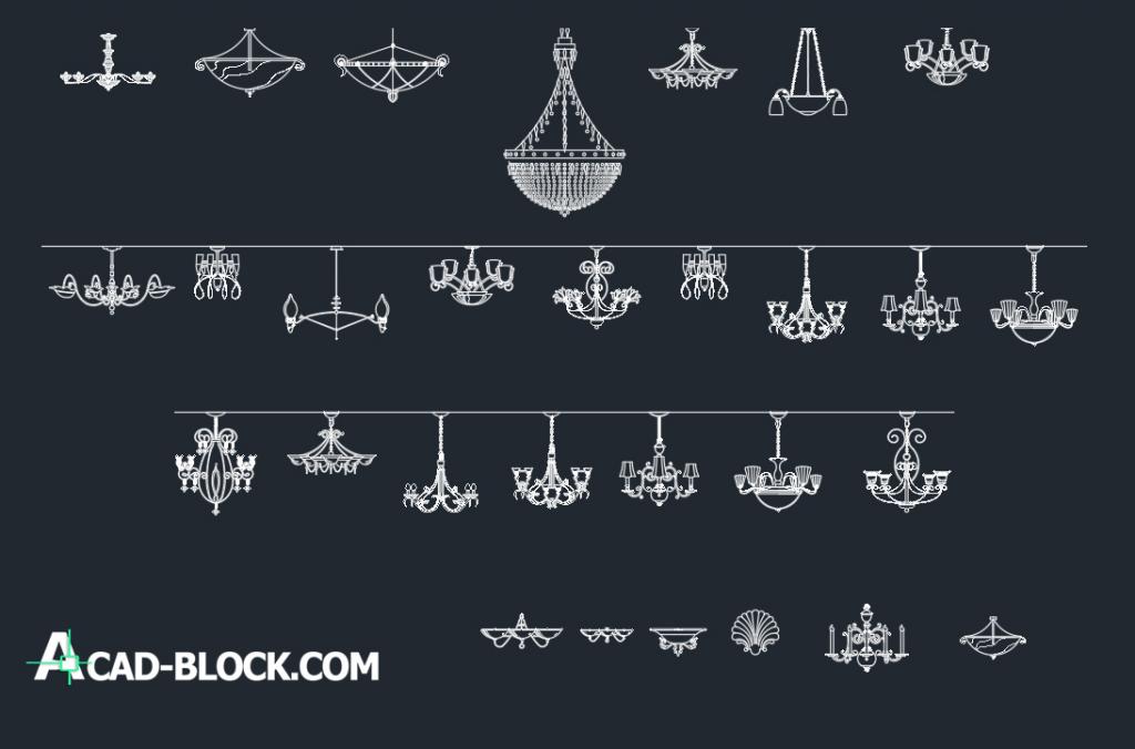Cad Lighting Chandeliers Dwg Candelabros Dwg Free Cad Blocks