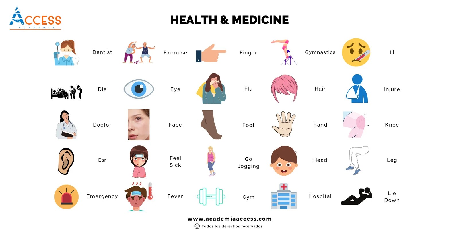 Vocabulario de Salud y Medicina en Inglés + PDF Academia Access