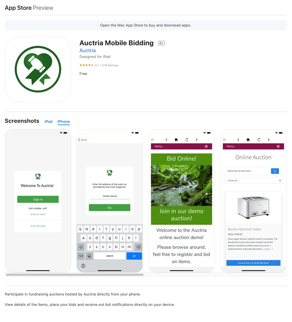 Mobile Bidding Auctria