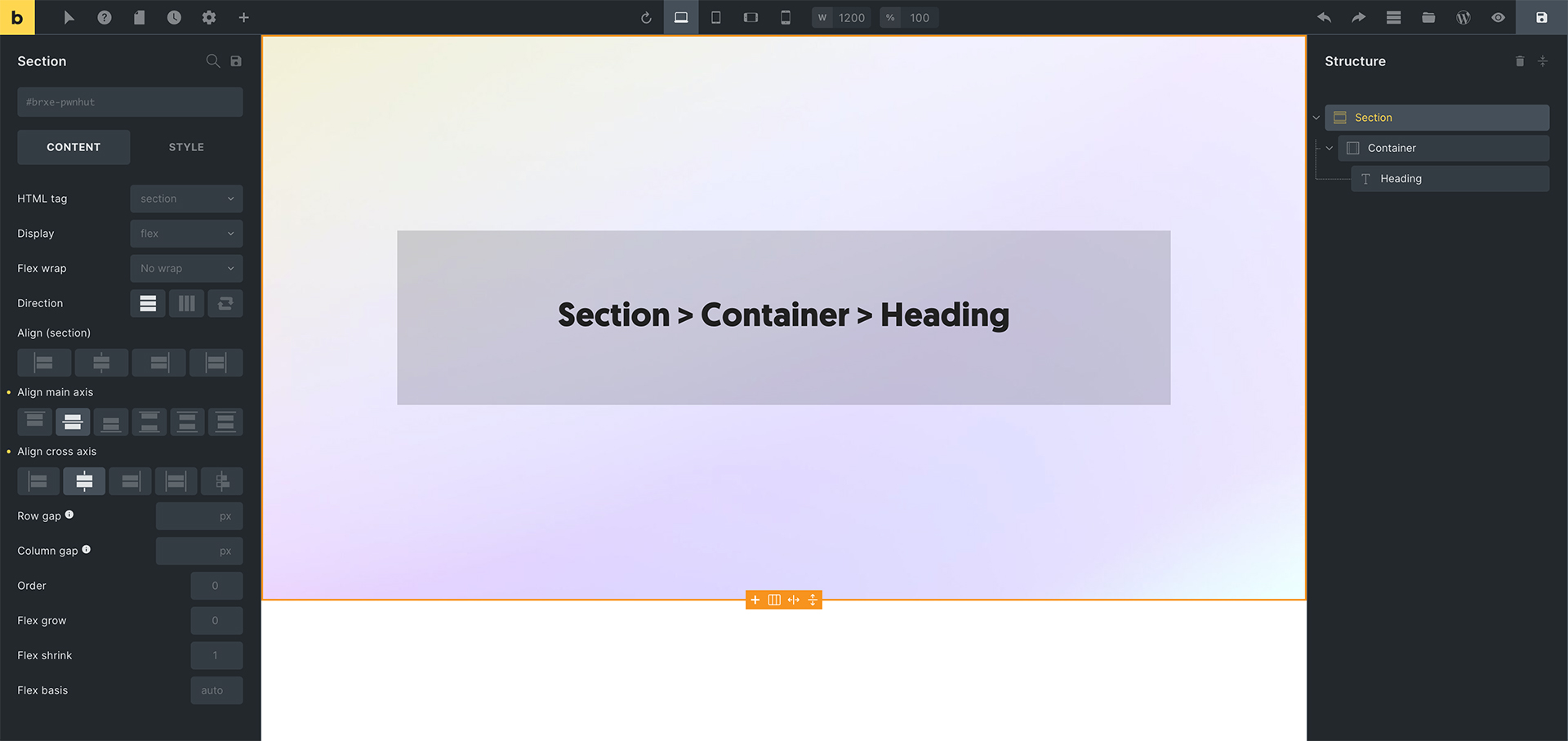 Section Element Bricks Academy