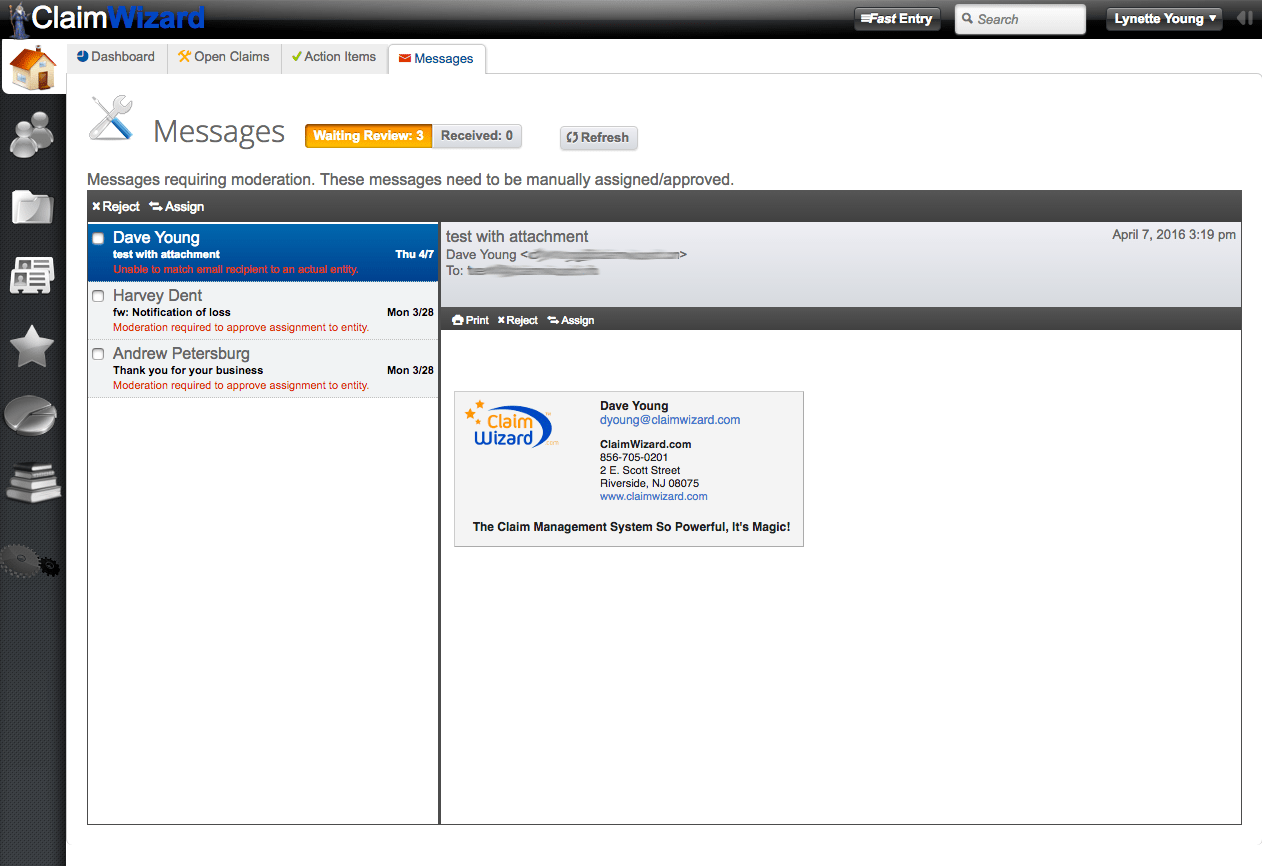 ClaimWizard Home Tab Messages ClaimWizard Academy