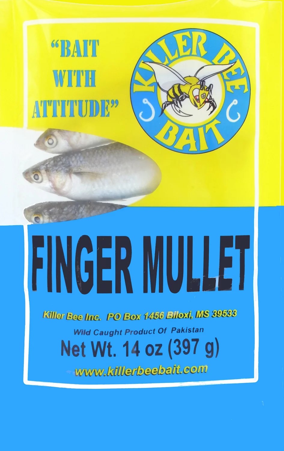 KILLER BEE BAIT Frozen 14 oz Finger Mullet Bait Academy