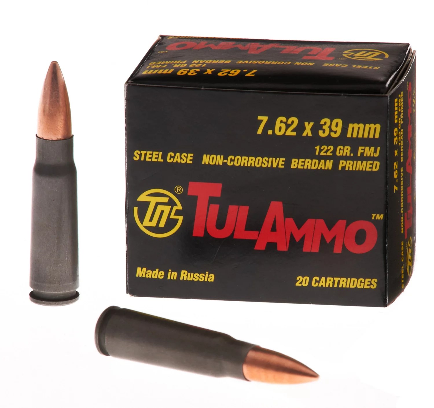 TulAmmo 7.62 x 39mm FullMetal Jacket 122Grain Centerfire Rifle