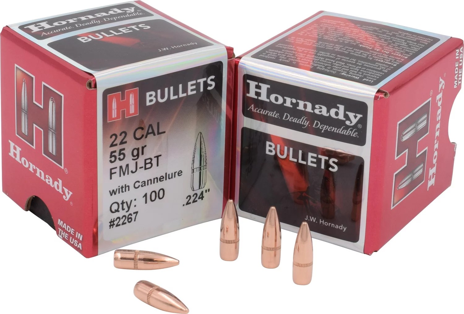 Hornady .22 55Grain Full Metal Jacket Bullets with Cannelure Academy