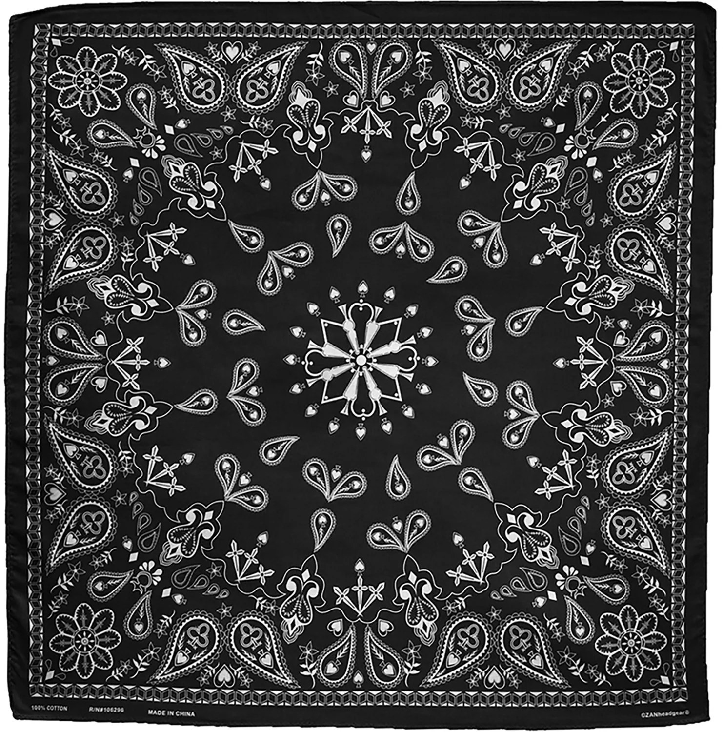 ZANHeadgear Black Paisley Premium Bandanna Academy
