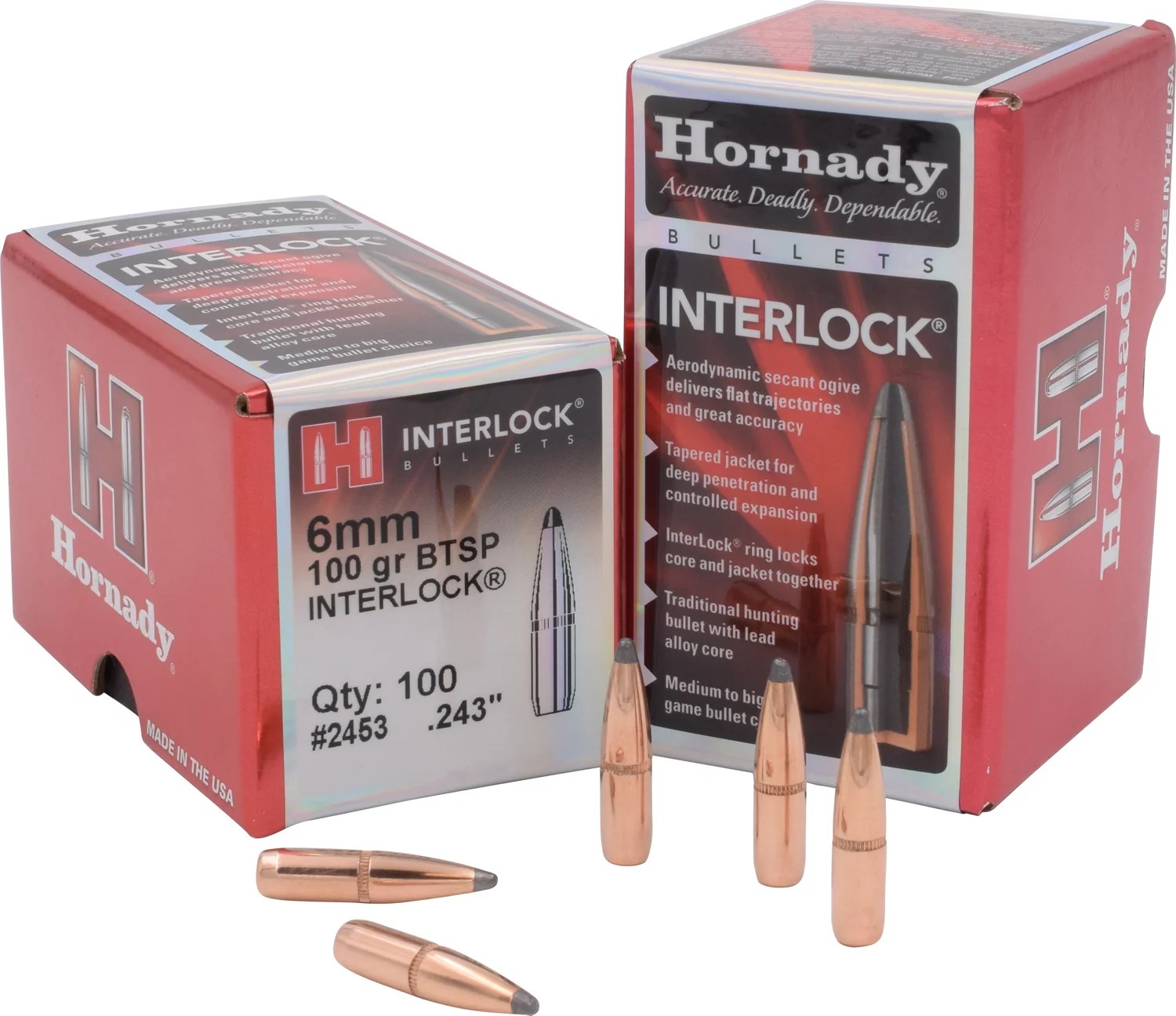 Hornady InterLock BTSP 6mm 100Grain Bullets Academy