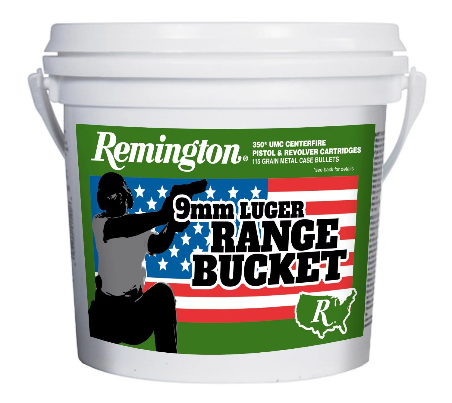 Remington UMC 9mm Brass 115Grain Pistol Target Ammunition Bucket 350
