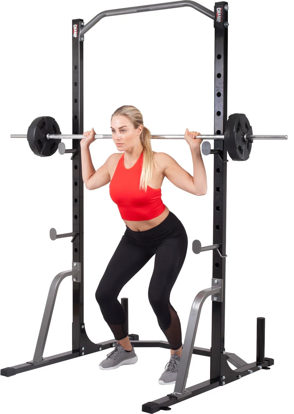 Body Champ Power Rack System with Olympic Weight Plate Storage Academy