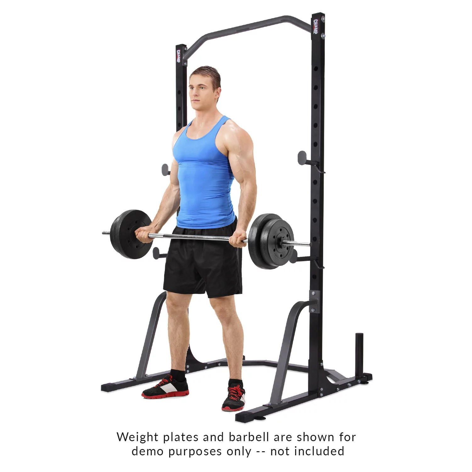 Body Champ Power Rack System with Olympic Weight Plate Storage Academy