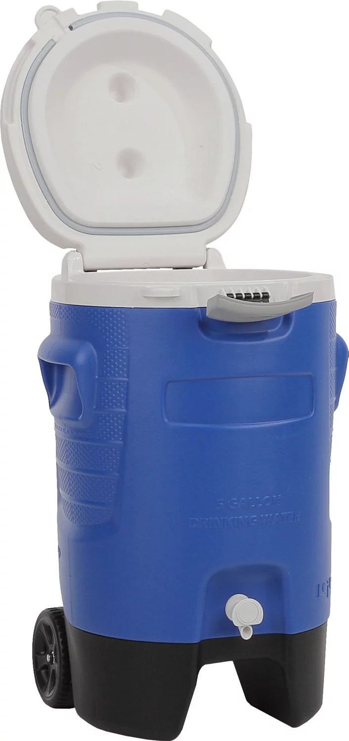 Igloo 5Gallon Sports Rolling Water Cooler With Wheels Blue, 59 OFF