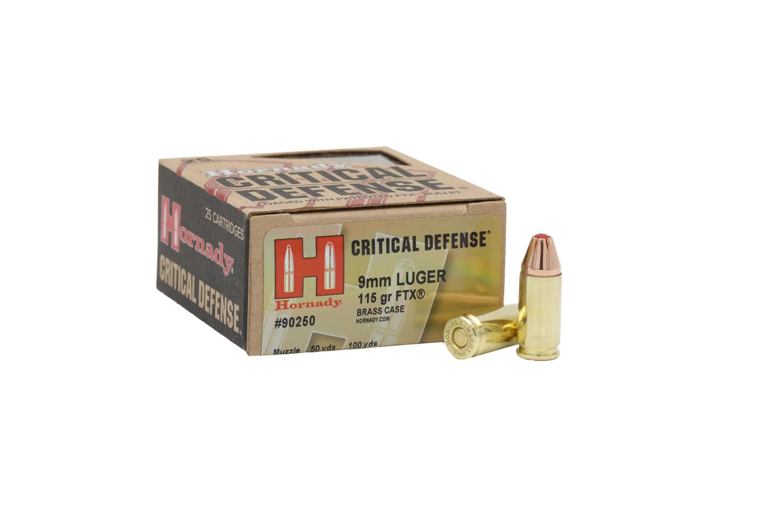 Hornady Critical Defense 9mm Luger 115Grain Handgun Brass Ammunition