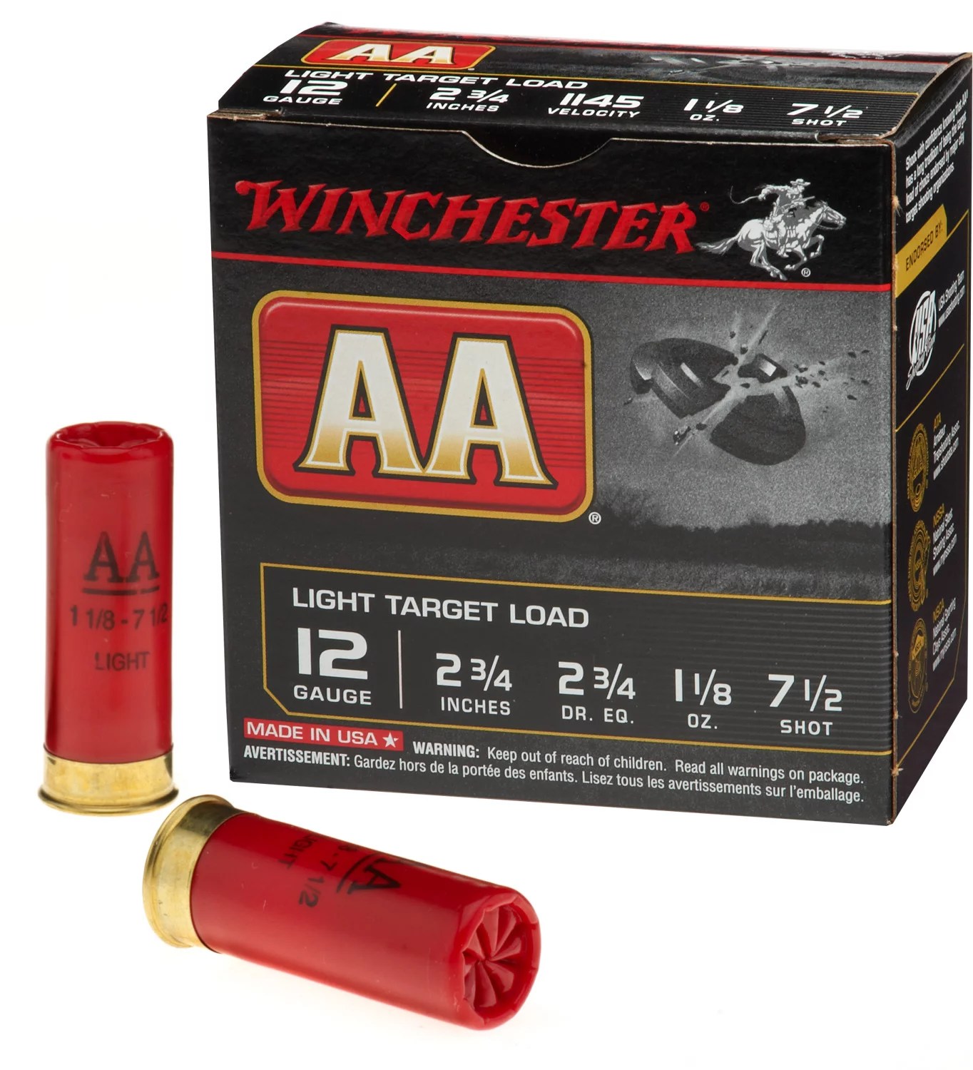 Winchester AA Target Load 12 Gauge Shotshells 25 Rounds Academy