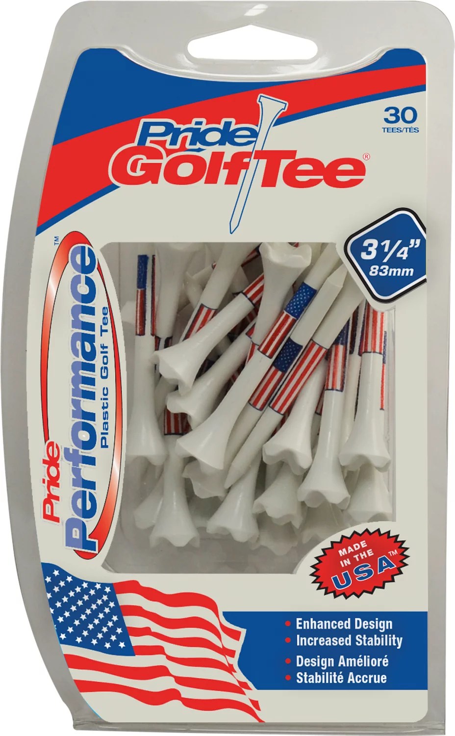 Pride 31/4 in Evolution USA Golf Tees 30Pack Academy