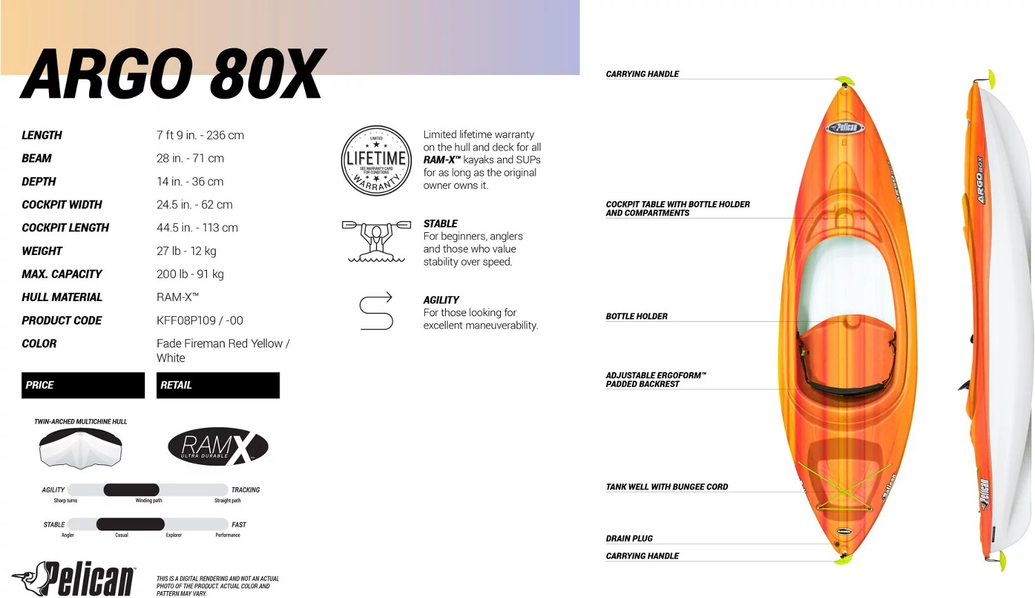 Pelican Argo 80 7 ft 9 in Kayak Academy