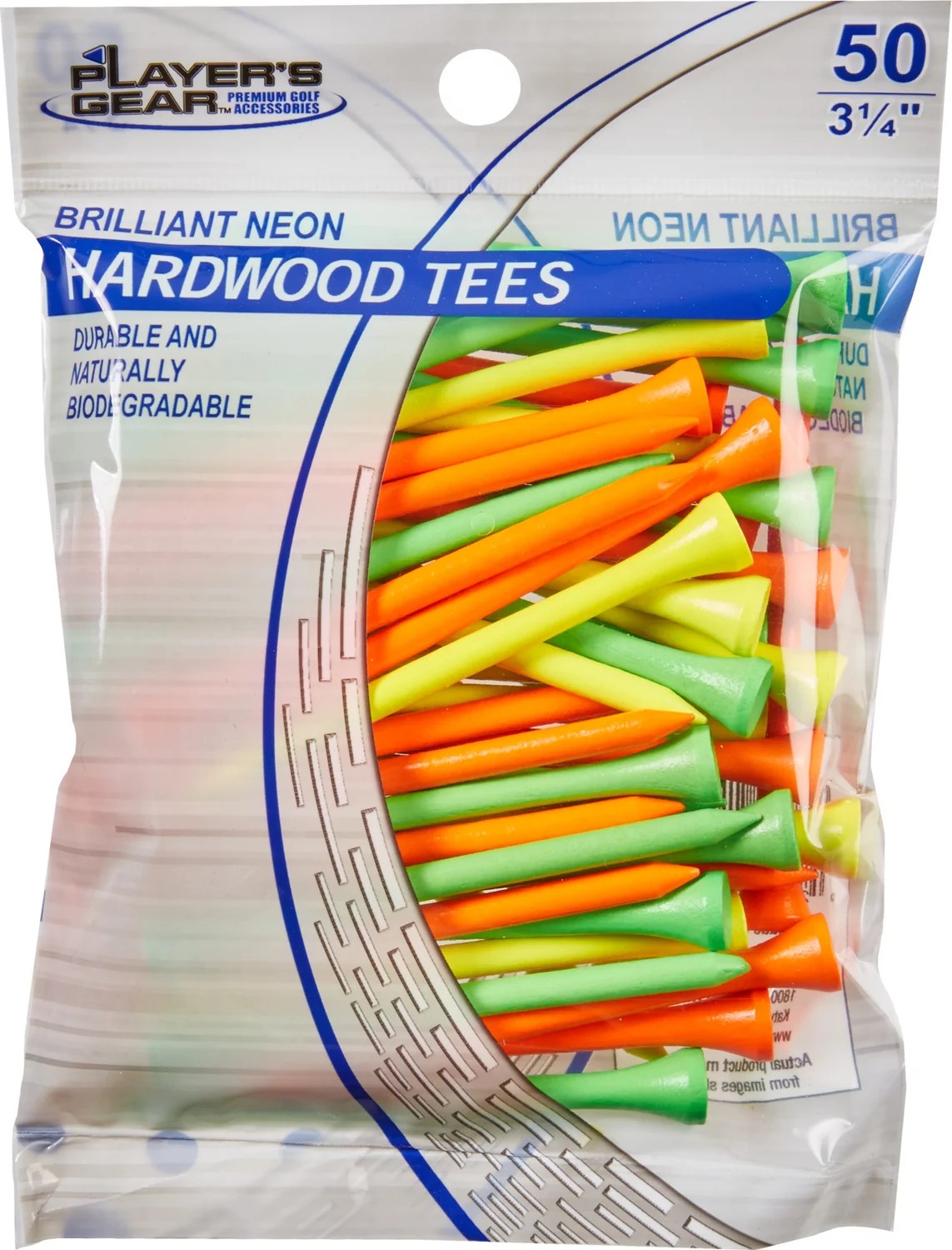Players Gear 31/4 in Neon Hardwood Golf Tees 50Pack Academy