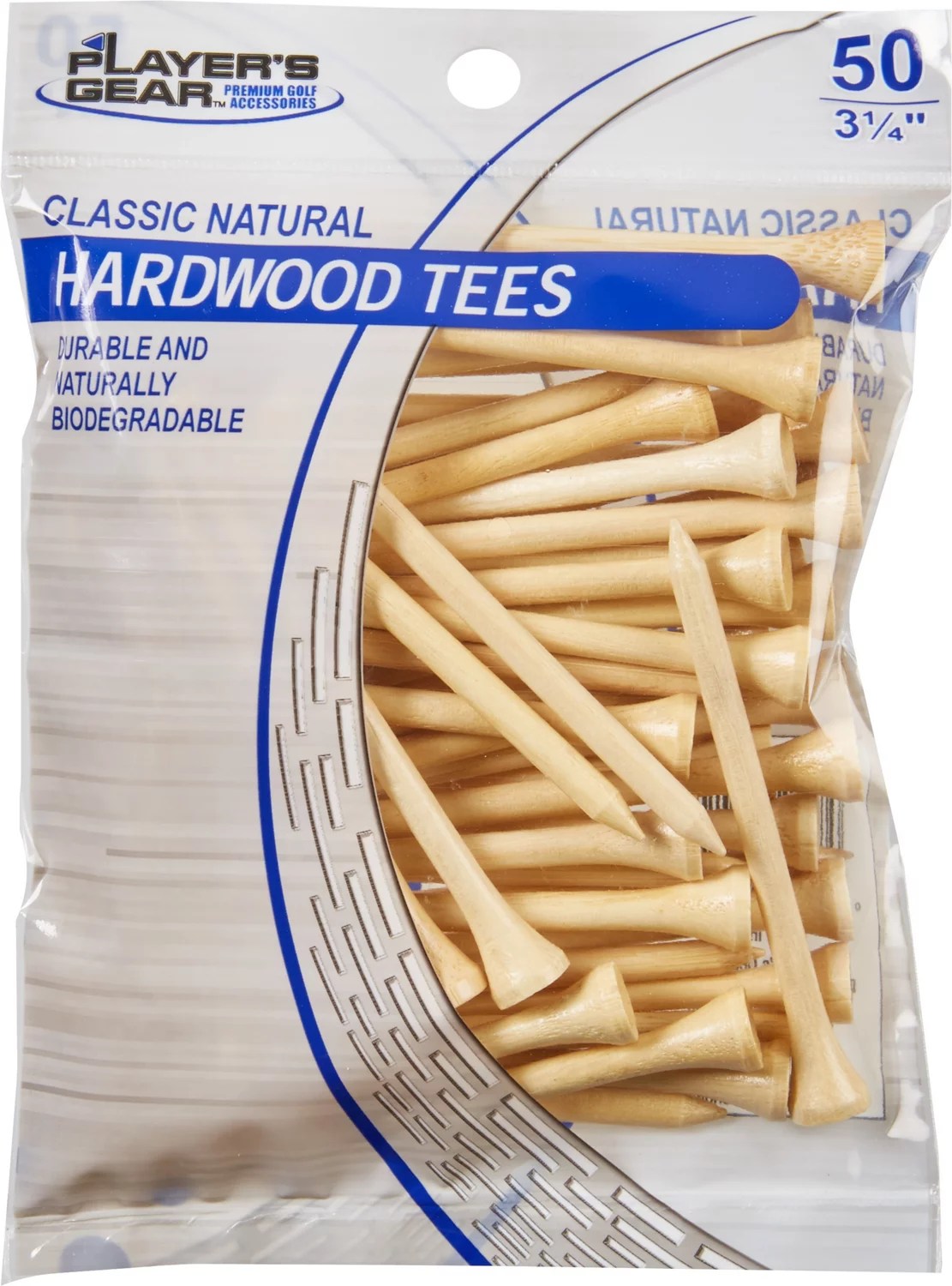 Players Gear 31/4 in Natural Hardwood Golf Tees 50Pack Academy