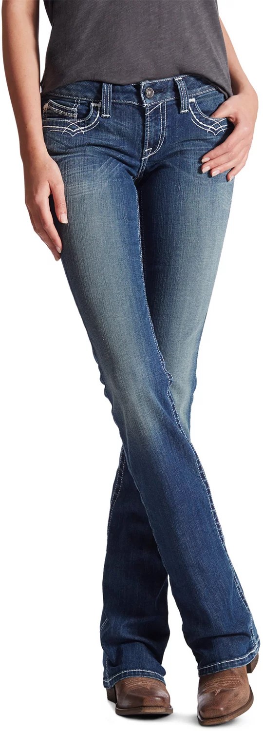Ariat Women's R.E.A.L. Mid Rise Entwined Boot Cut Jeans Academy