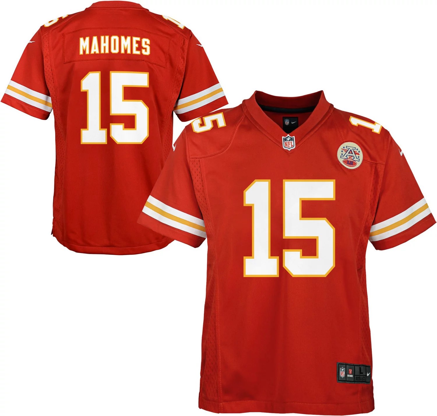 Nike Boys' Kansas City Chiefs Patrick Mahomes 15 Game Team Jersey Academy