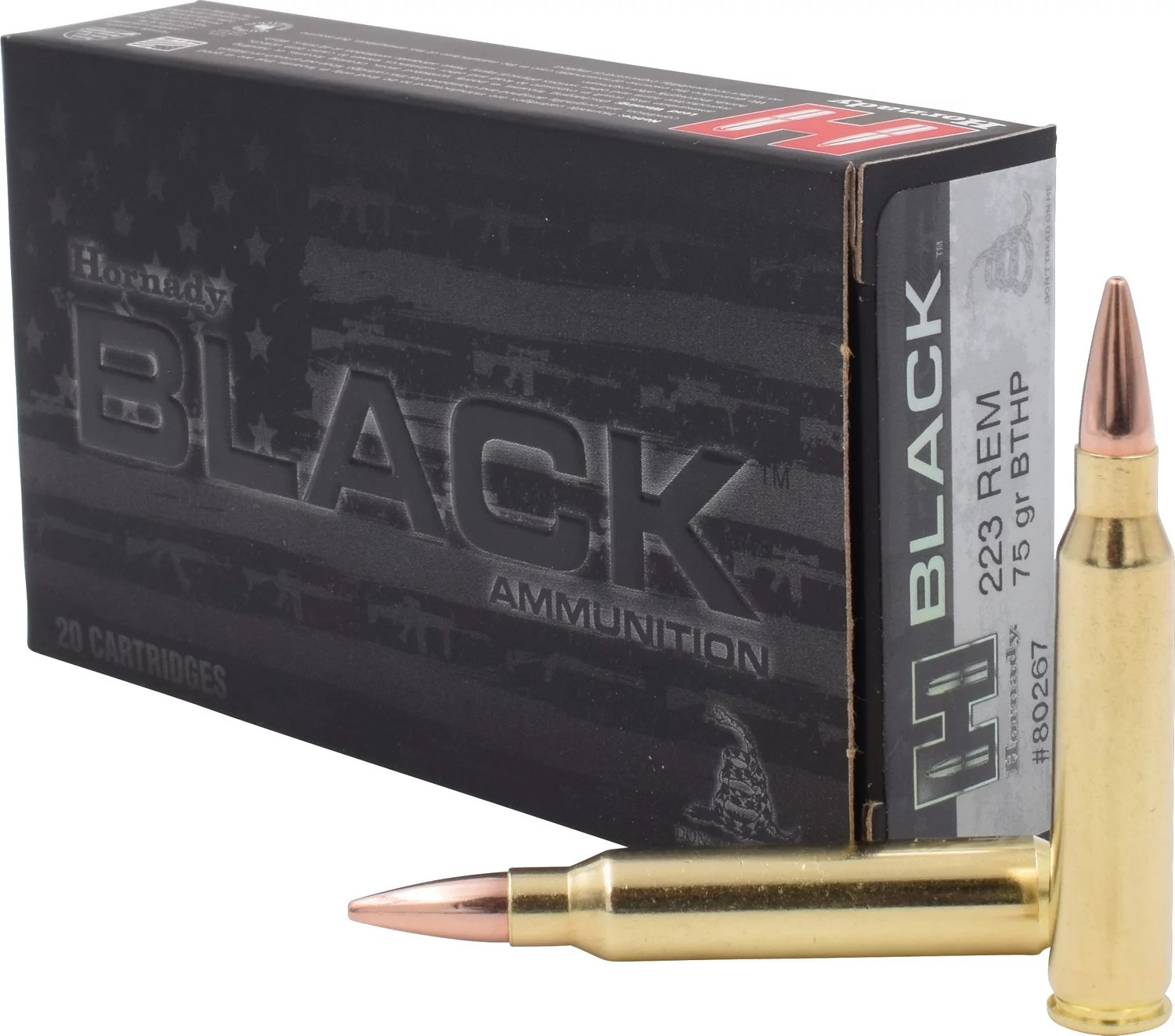 Hornady BTHP BLACK™ .223 Remington 75Grain Rifle Ammunition 20