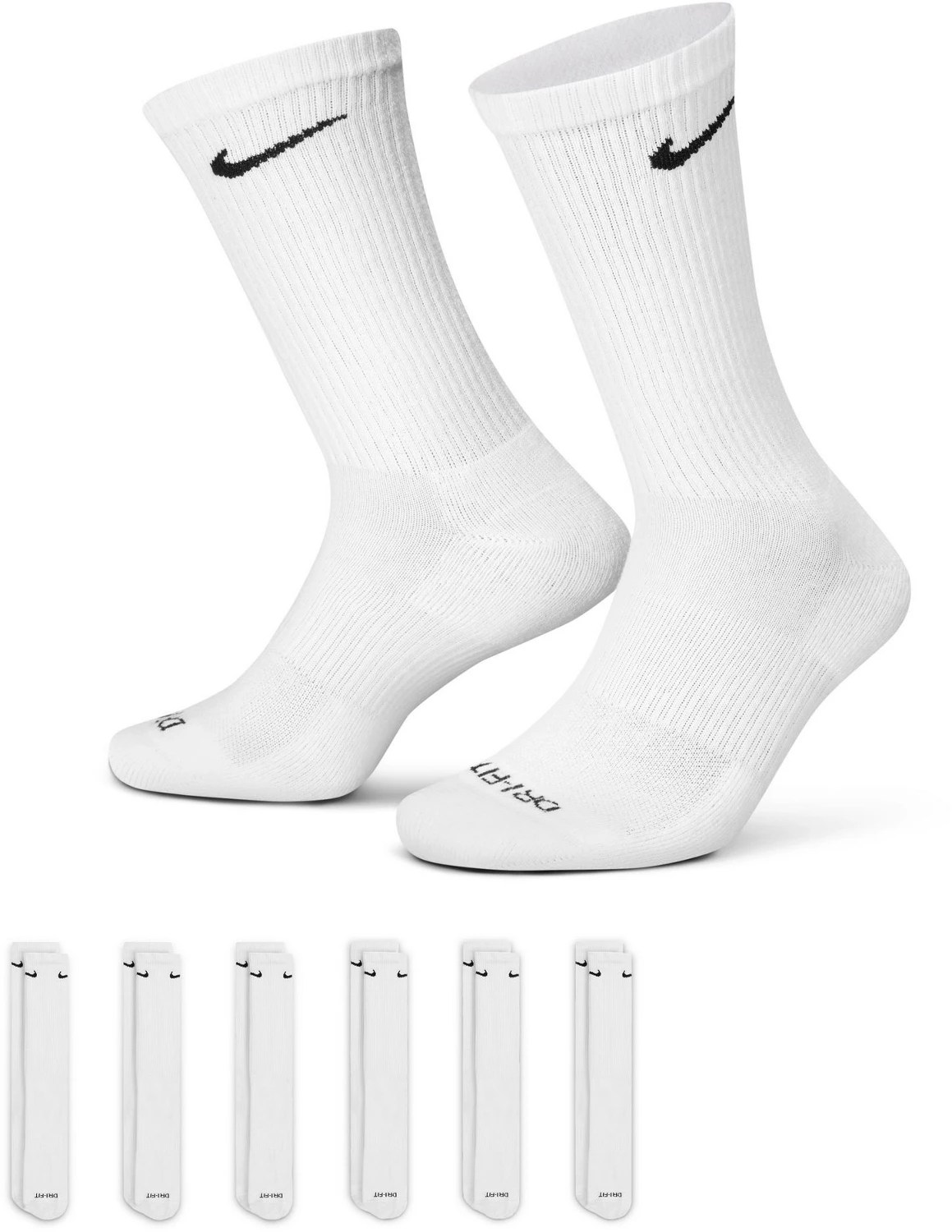 Nike Men's Everyday Plus Cushion Training Crew Socks 6 Pack Academy