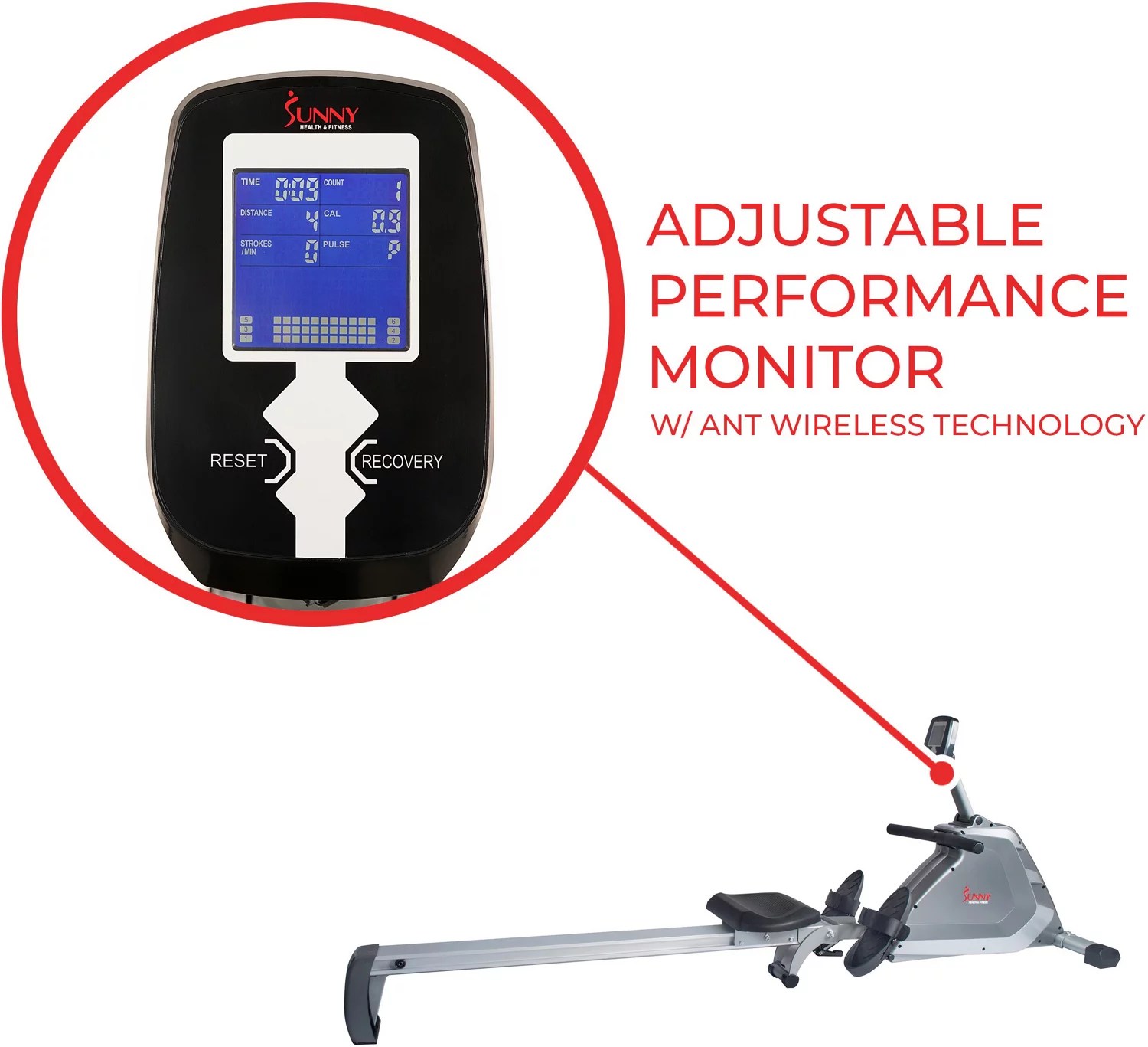 Sunny Health & Fitness SFRW5854 Rowing Machine Academy