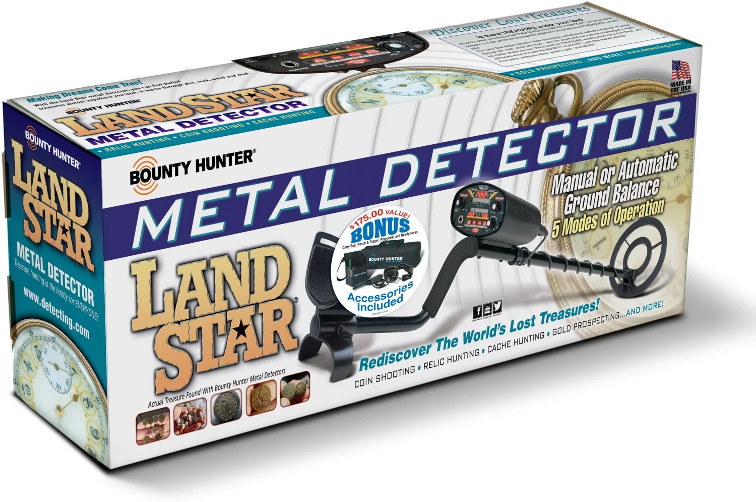 Bounty Hunter Land Star Metal Detector Set Academy