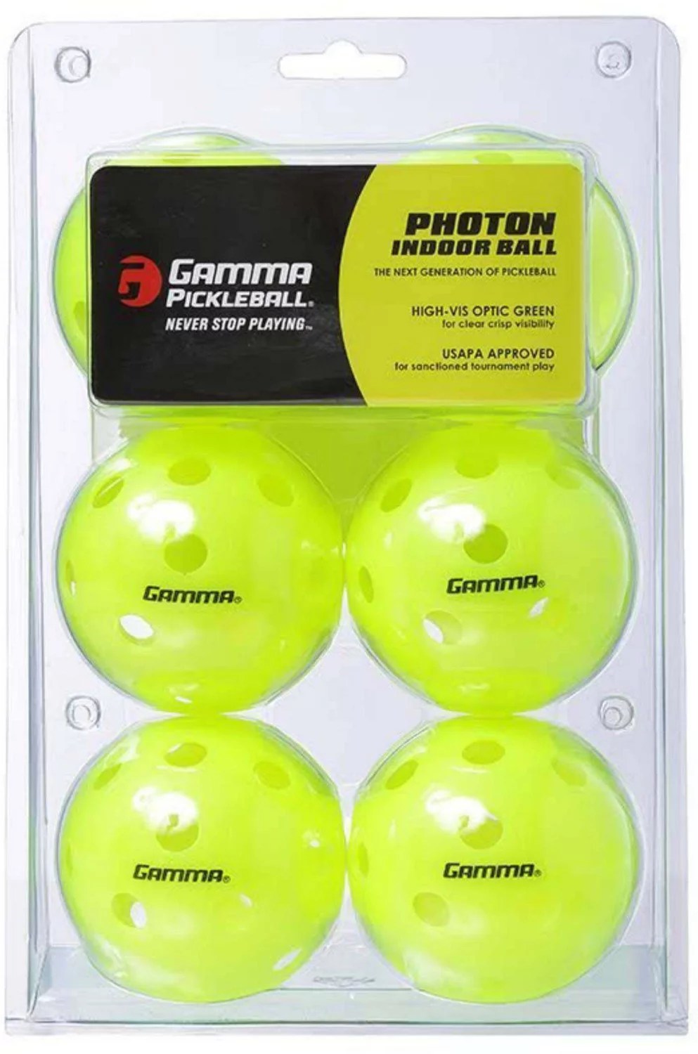 Gamma Photon Indoor Pickleballs 6Pack Academy