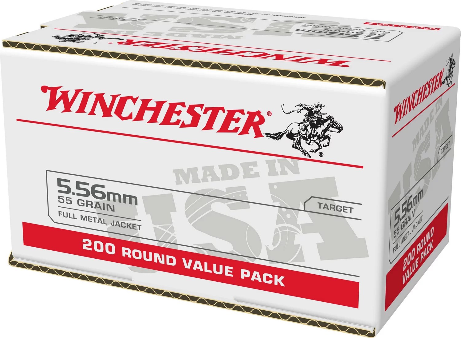 Winchester USA 5.56mm 55Grain FMJ Ammunition 200 Rounds Academy