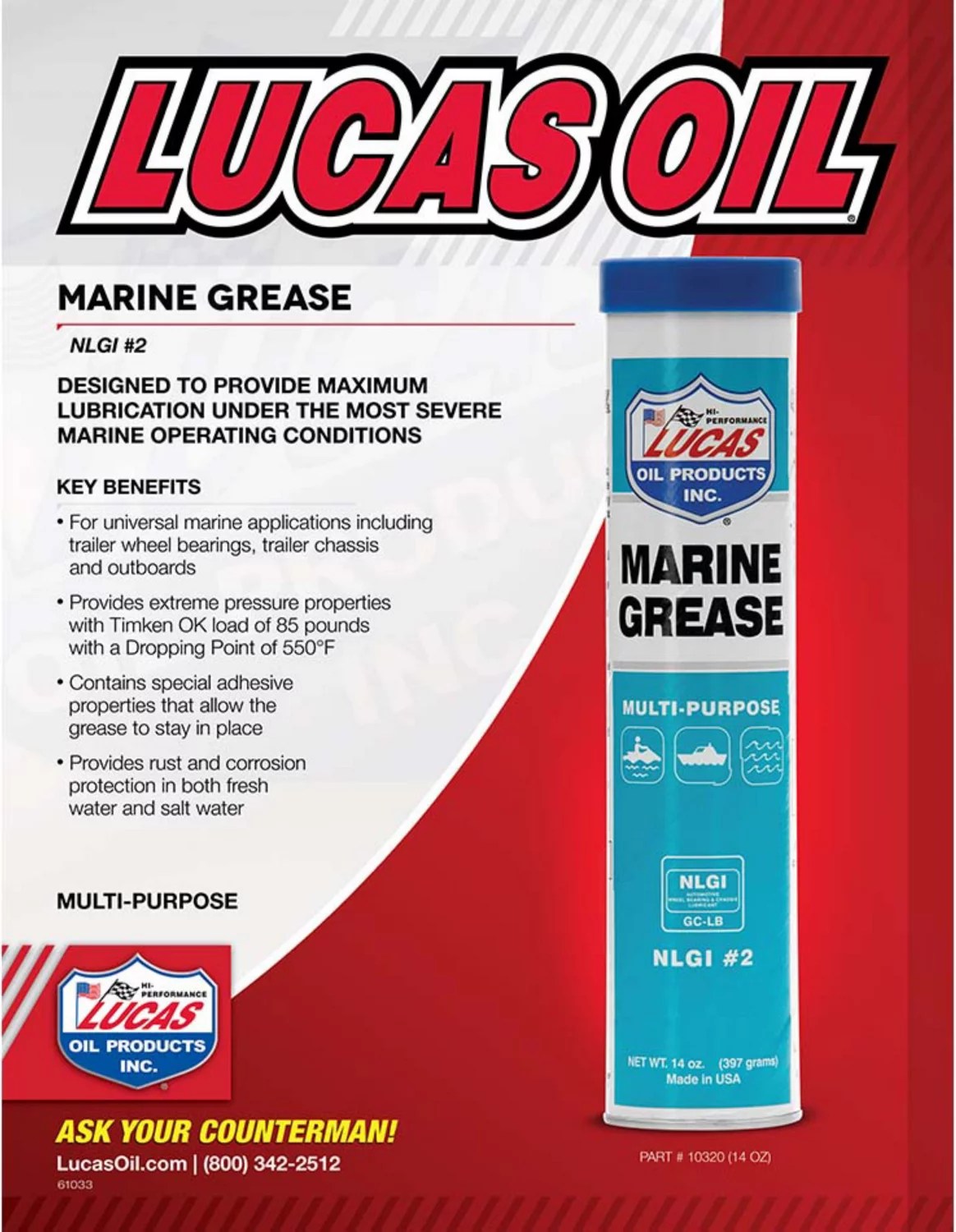 Lucas Oil 14 oz Marine Grease Cartridge Academy