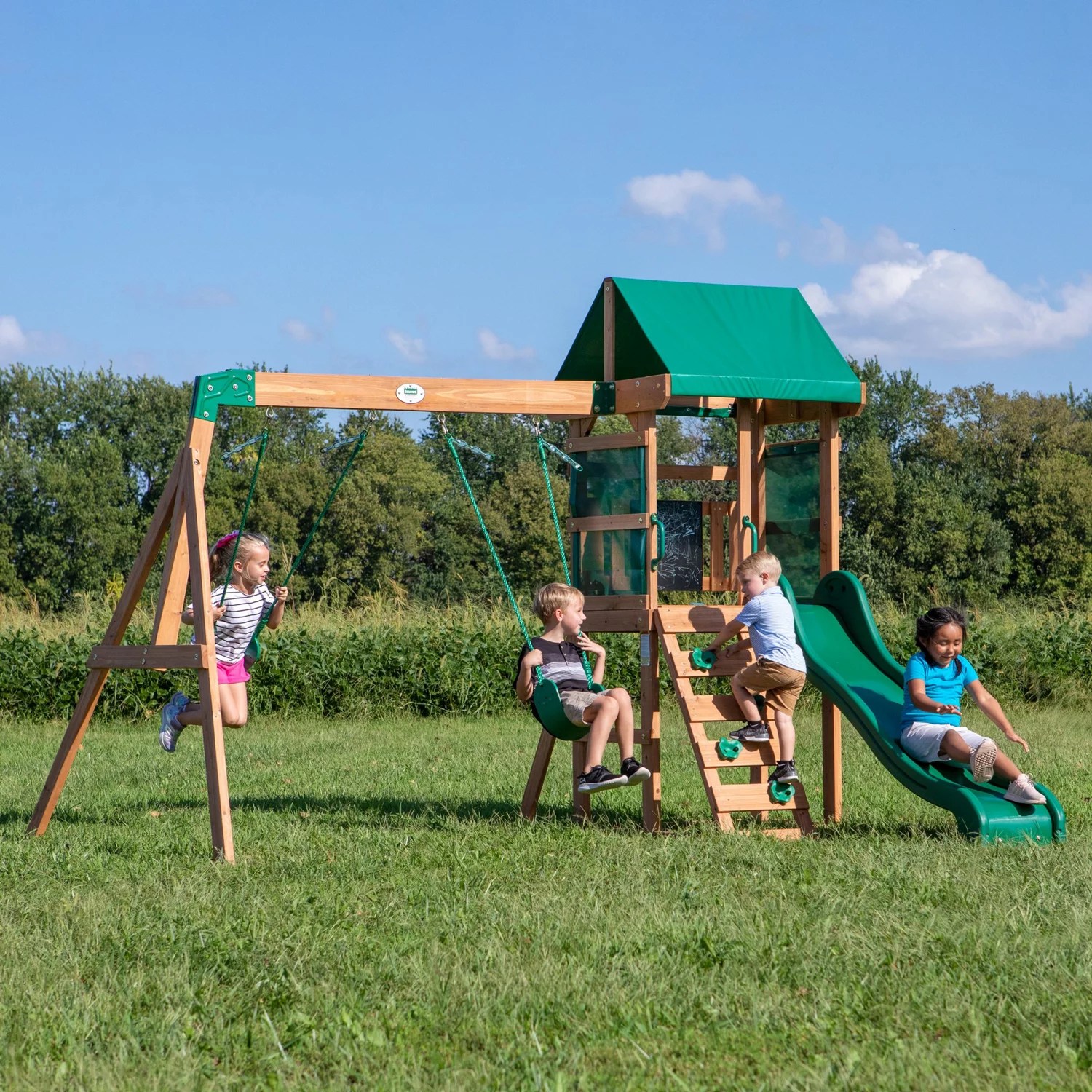 Backyard Discovery Buckley Hill Wooden Swing Set Academy