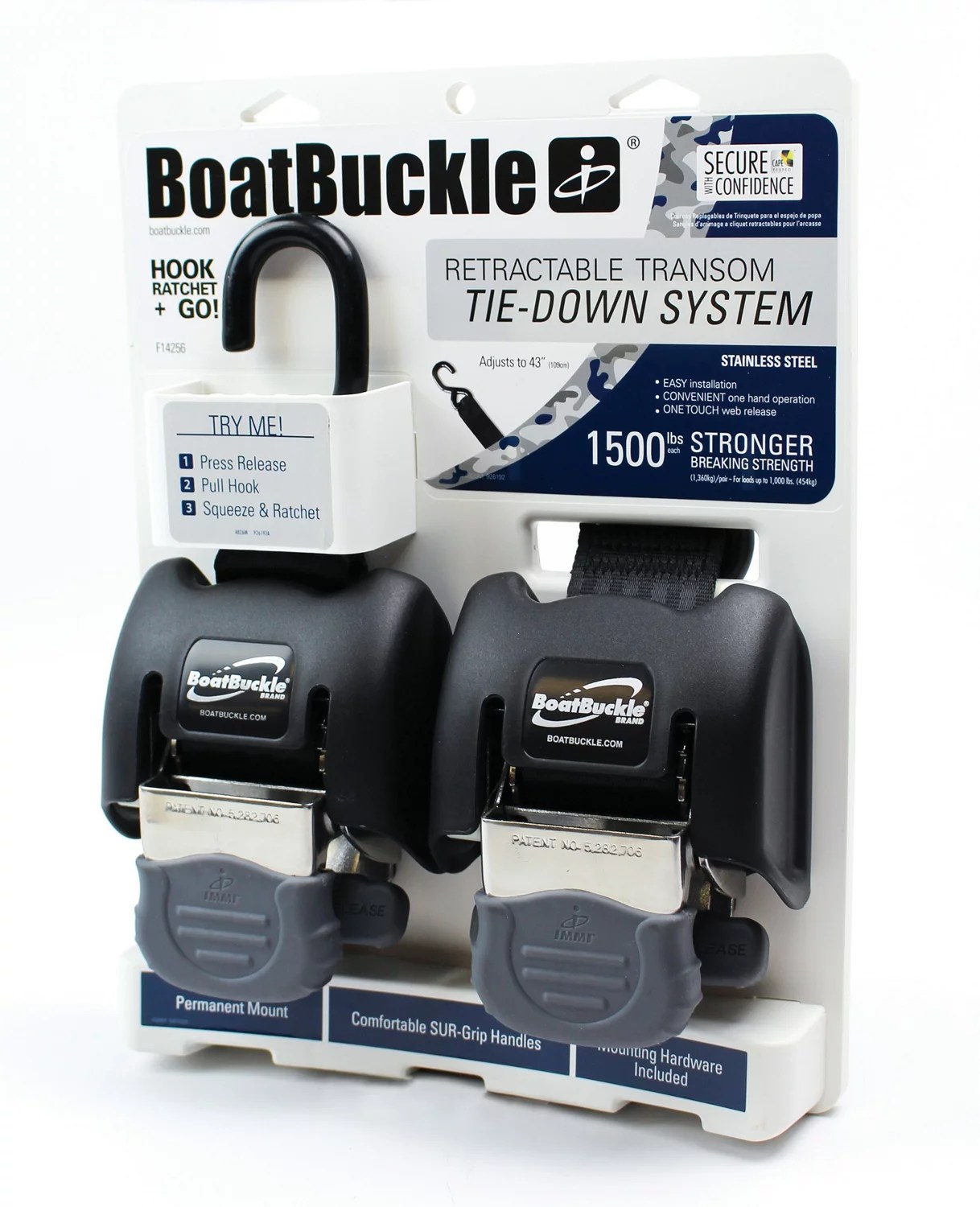 BoatBuckle Retractable Transom TieDown Straps Academy