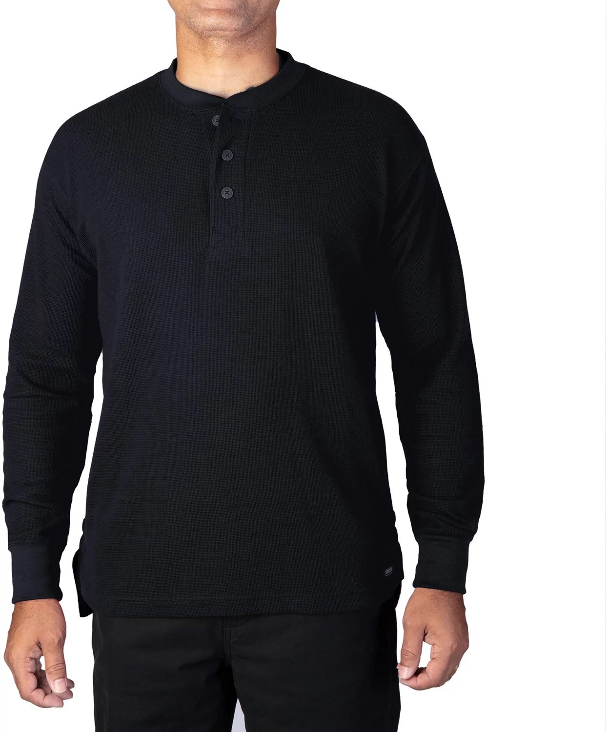 Smith's Workwear Men's Extended Tail Mini Thermal Knit Henley Pullover