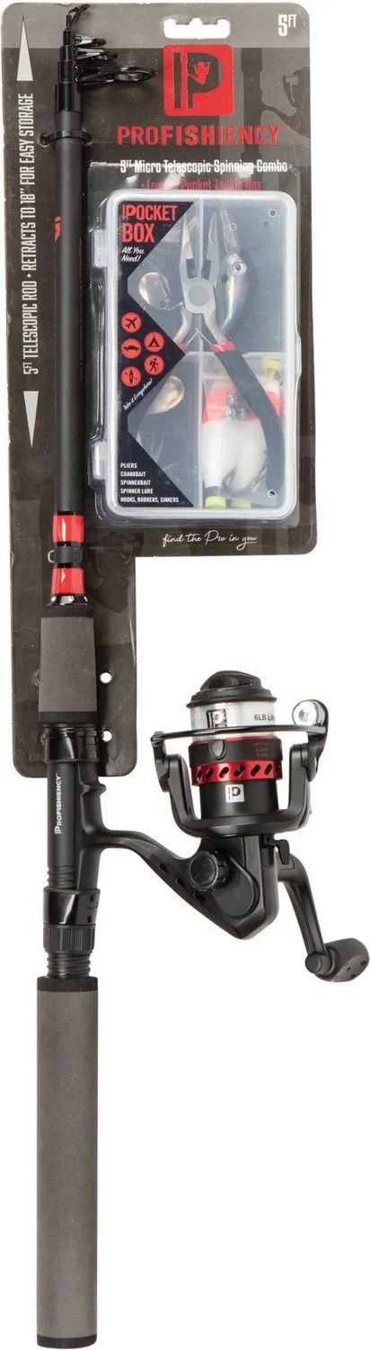 ProFISHiency Traveling Telescopic Packaged 5 ft Spinning Rod and Reel