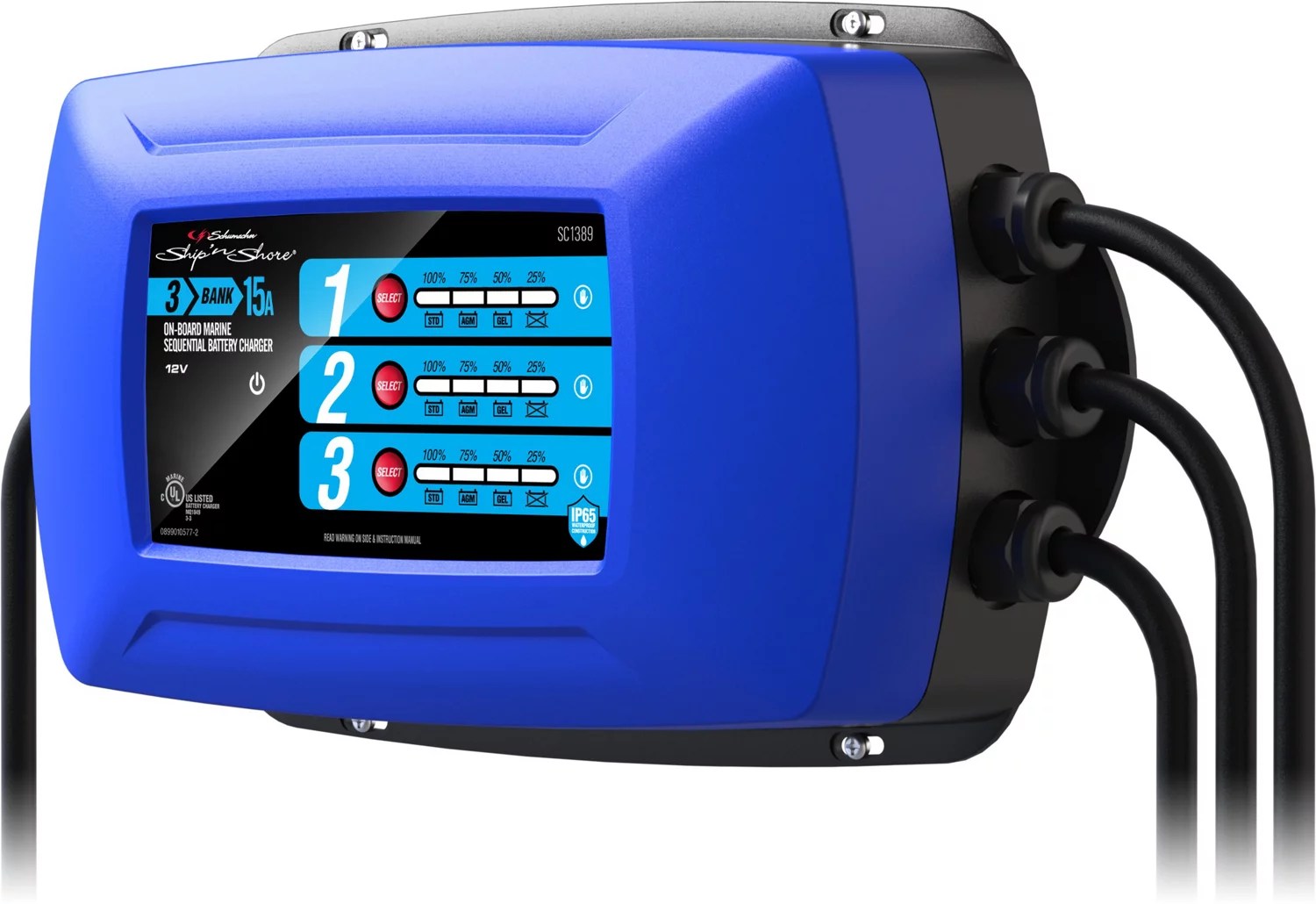 Schumacher Electric Sc1389 15A 12V 3-Bank On-Board Marine Battery Charger | Academy