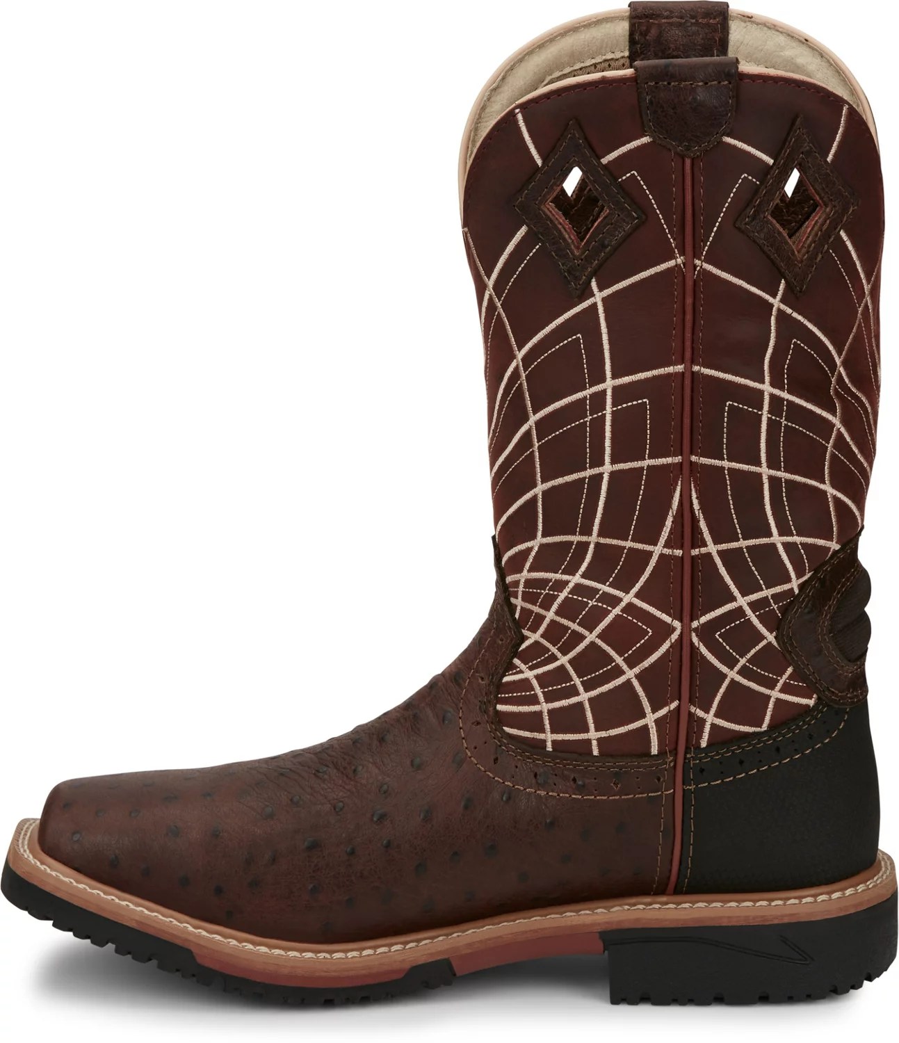 Justin Men's Derrickman Ostrich EH Composite Toe Wellington Work Boots