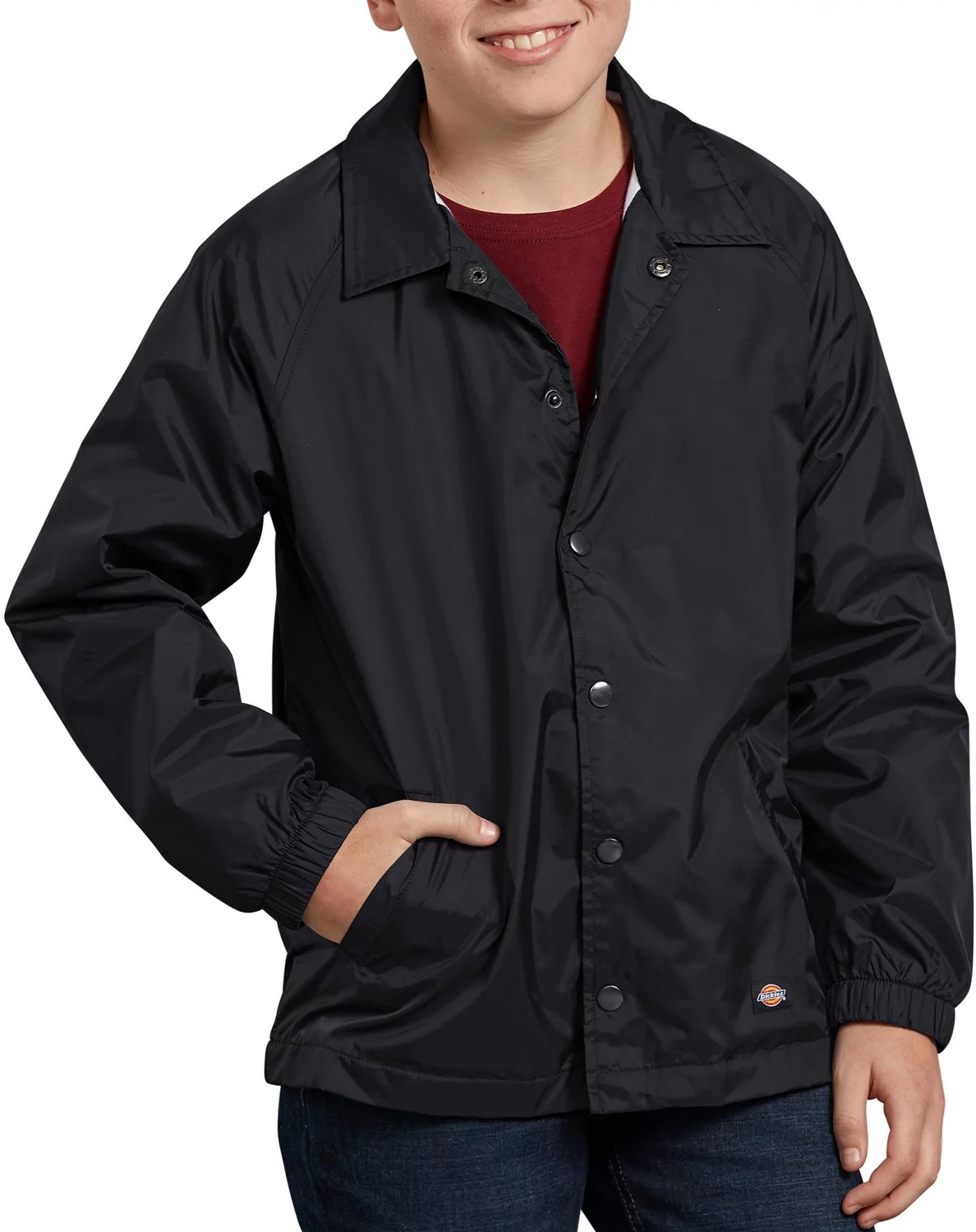 Dickies Boy's SnapFront Nylon Rain Jacket Academy
