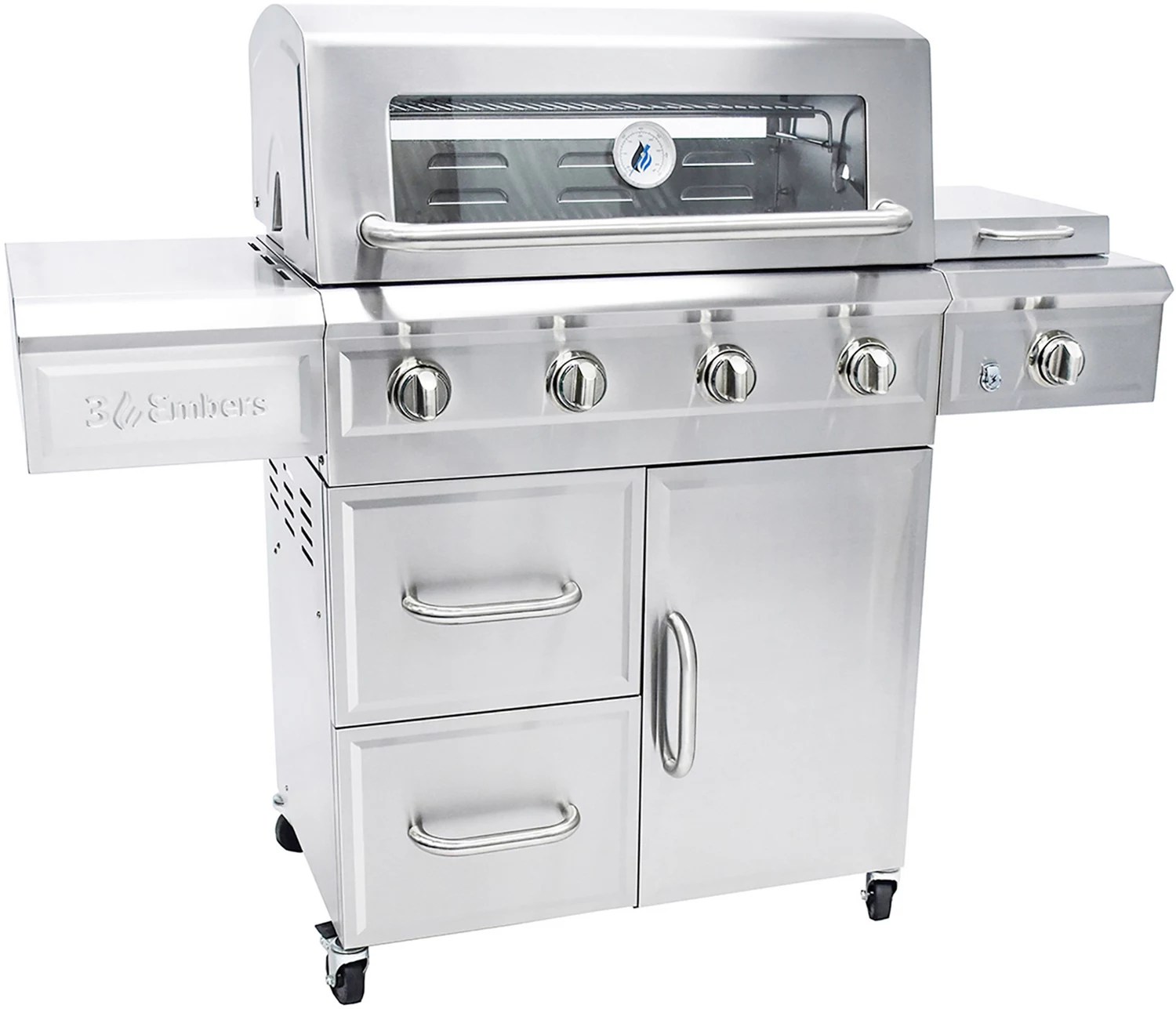 3 Embers 4Burner DualFuel Propane Gas Grill with Radiant Embers