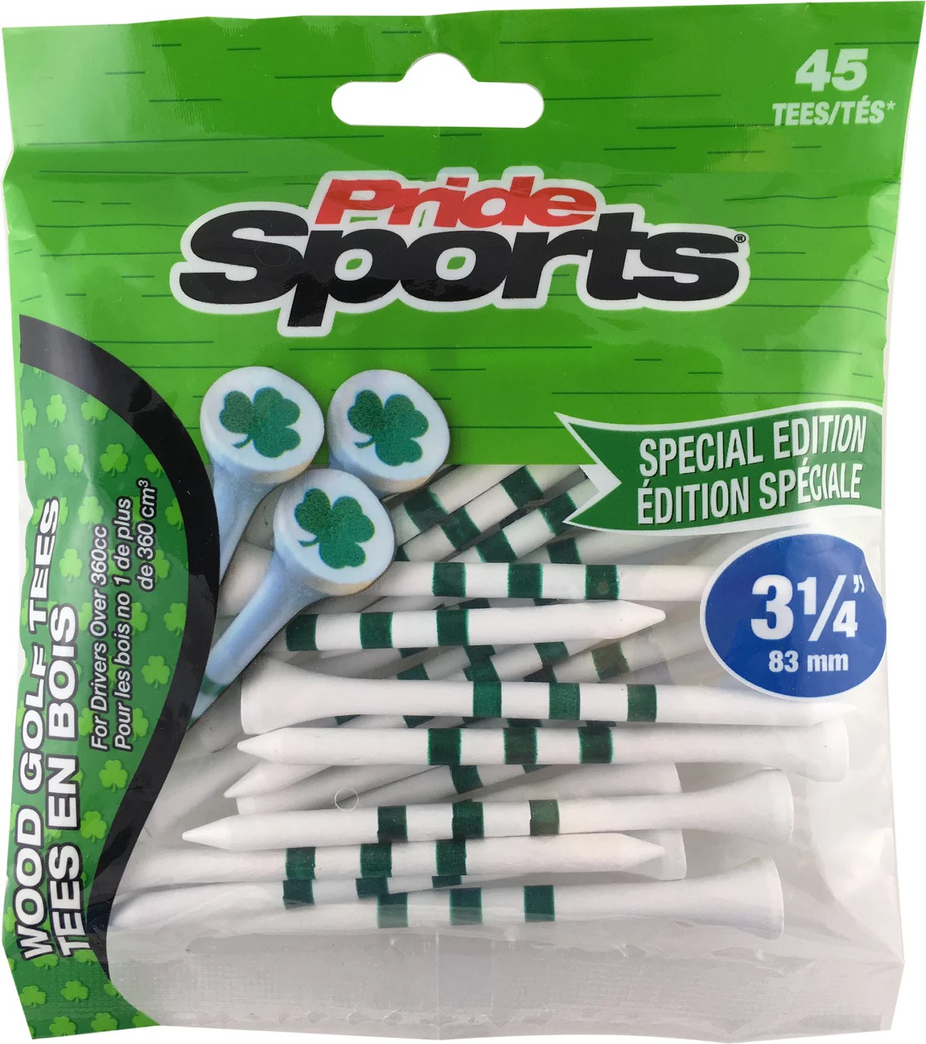 Pride 3.25 in Shamrock Golf Tees 45Pack Academy